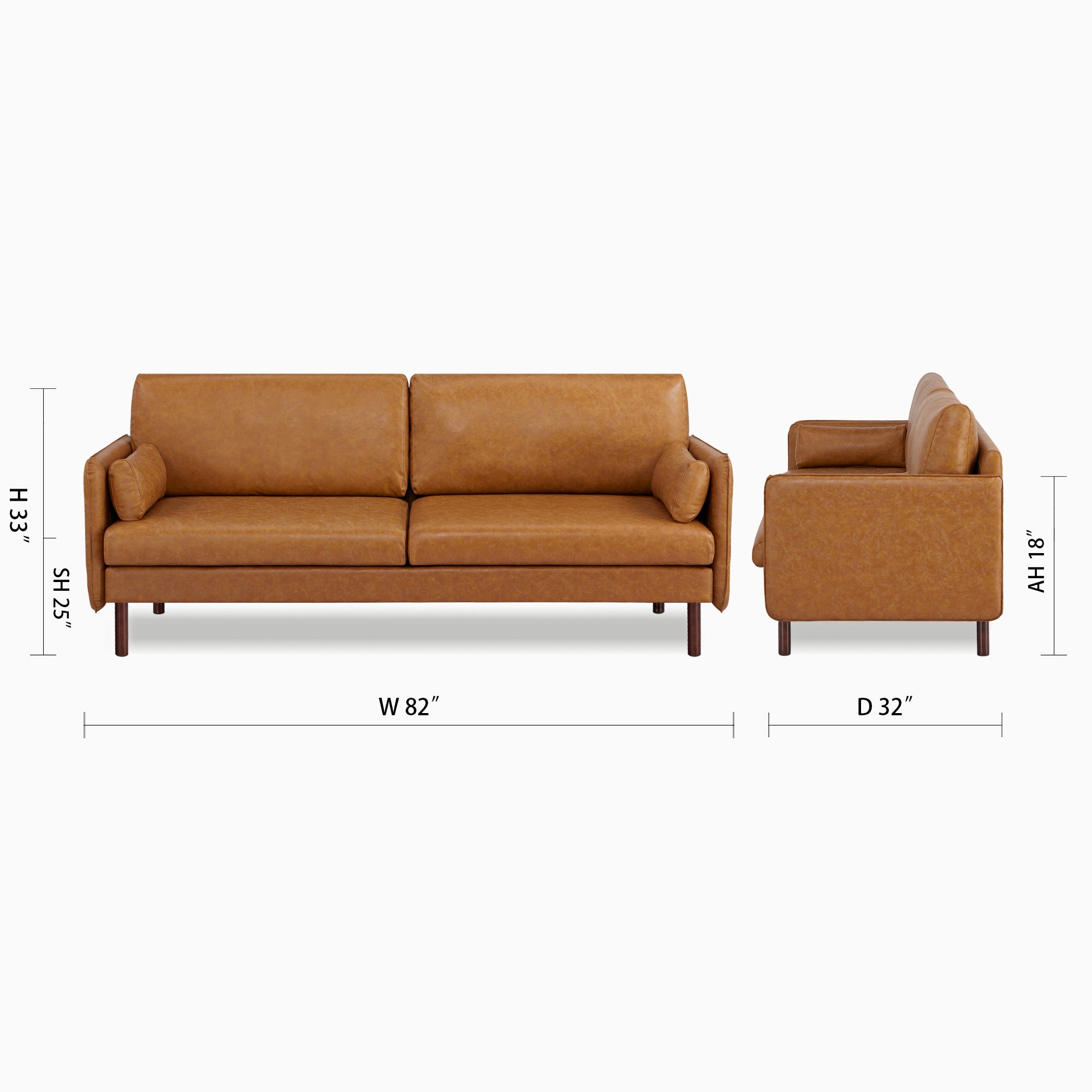 Yucca 3-Seater Sofa - Faux Leather - Artdeco Home