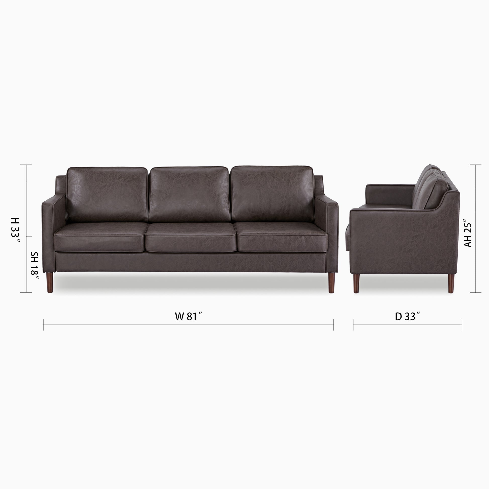 Sedona 3-Seater Sofa - Faux Leather - Artdeco Home