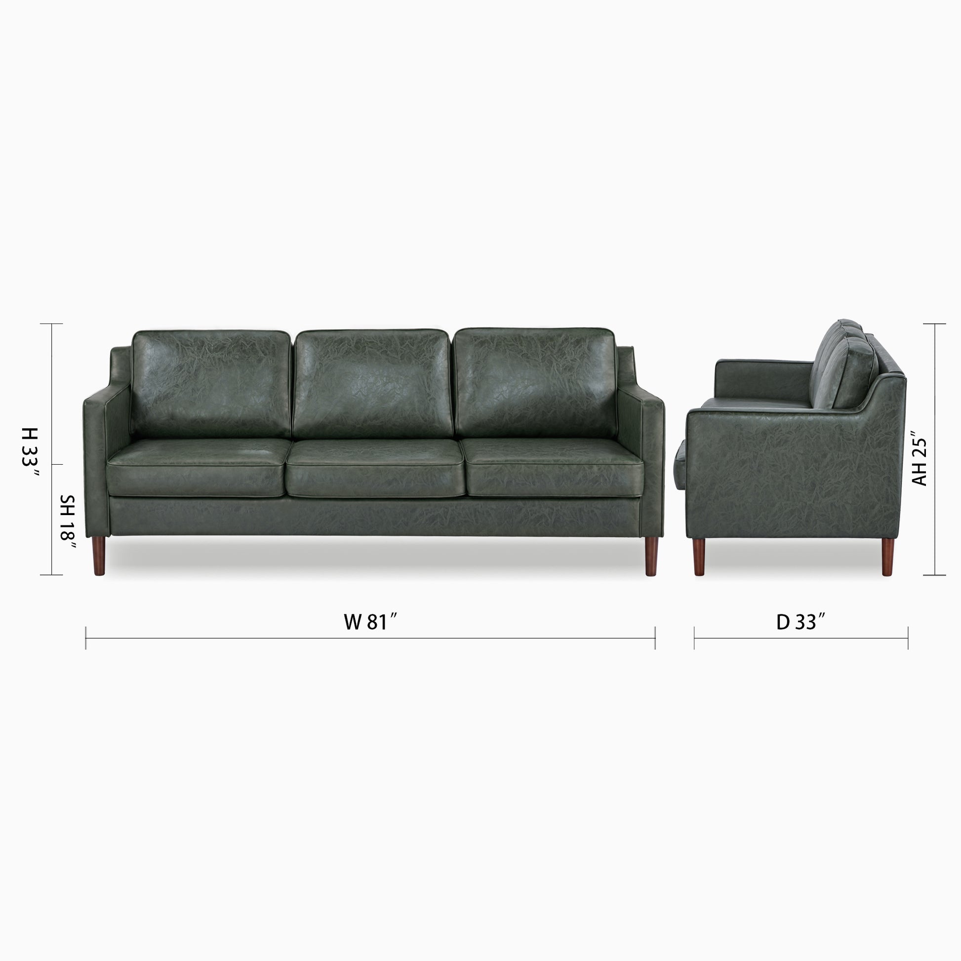 Sedona 3-Seater Sofa - Faux Leather - Artdeco Home