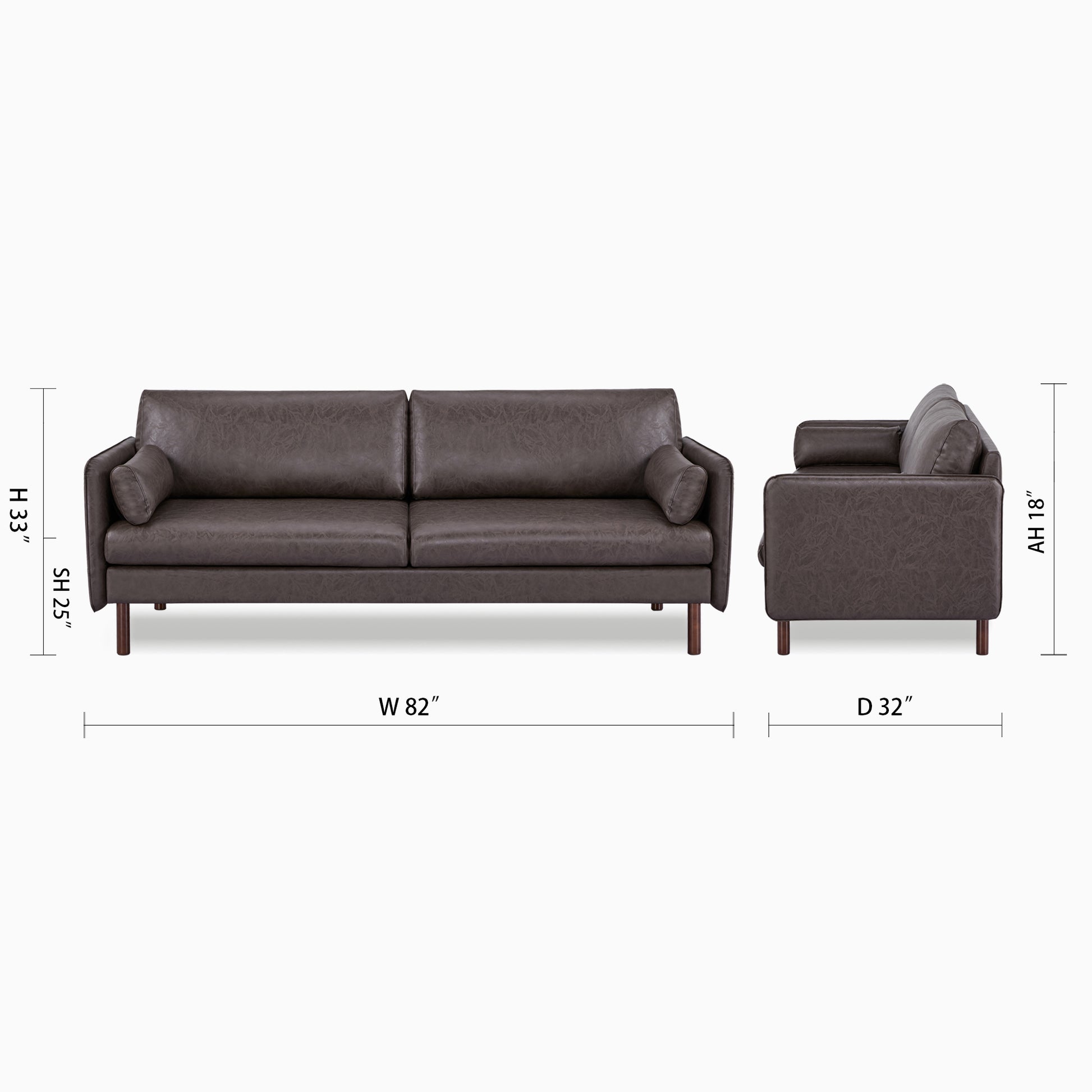 Yucca 3-Seater Sofa - Faux Leather - Artdeco Home