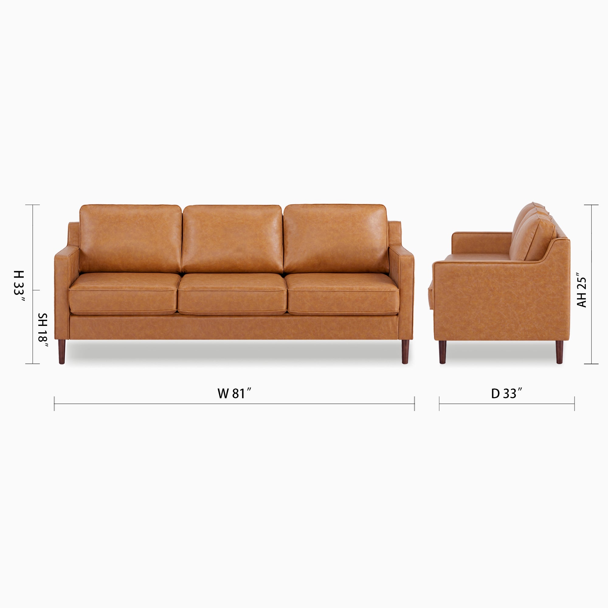Sedona 3-Seater Sofa - Faux Leather - Artdeco Home