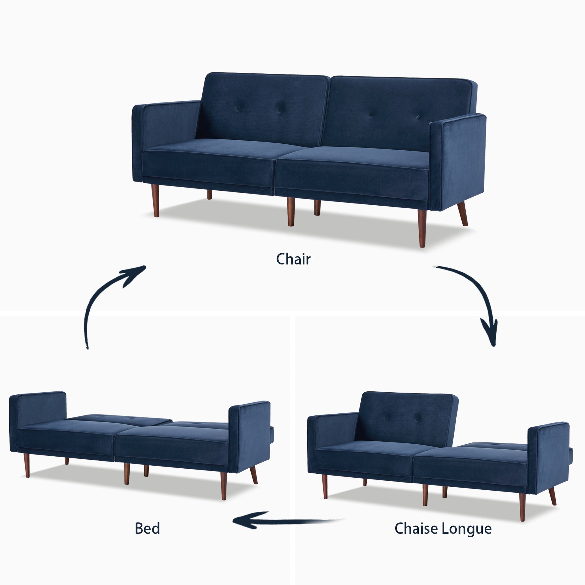Moreno Convertible Sofa - Velvet - Artdeco Home