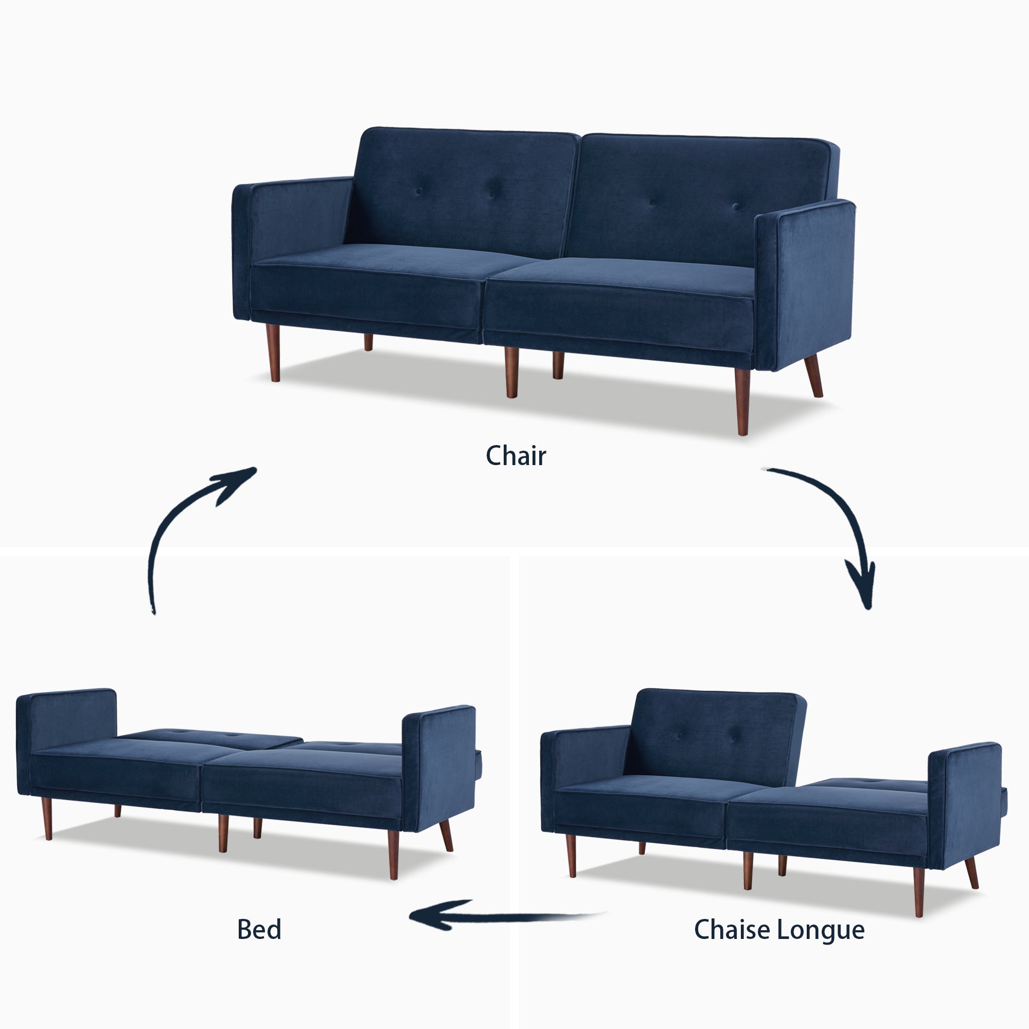 Moreno Convertible Sofa - Velvet - Artdeco Home