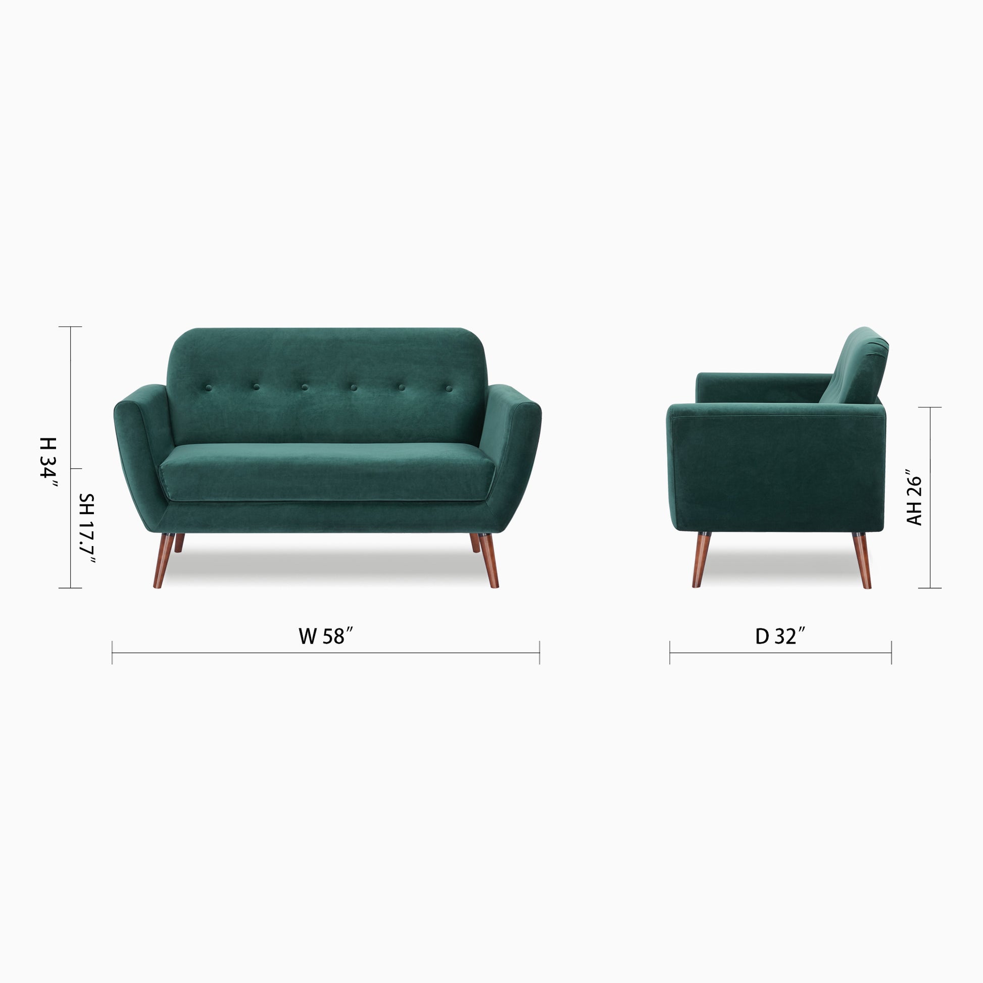 Oakland Loveseat - Velvet - Artdeco Home