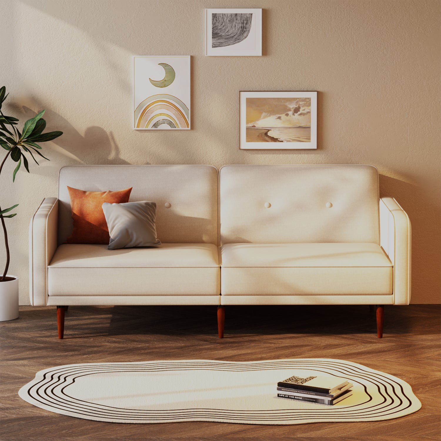 Moreno Convertible Sofa - Faux Linen - Artdeco Home