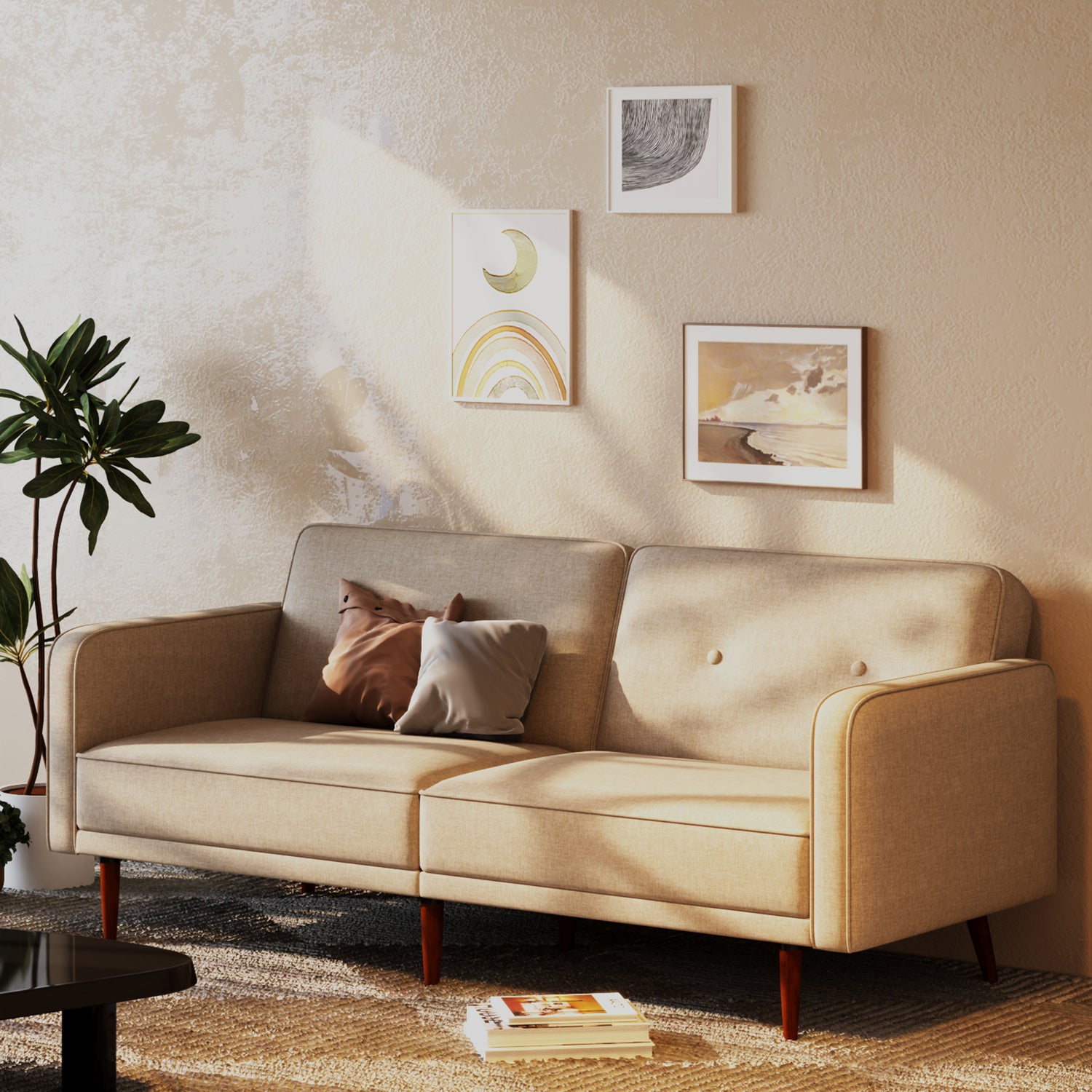 Moreno Convertible Sofa - Faux Linen - Artdeco Home